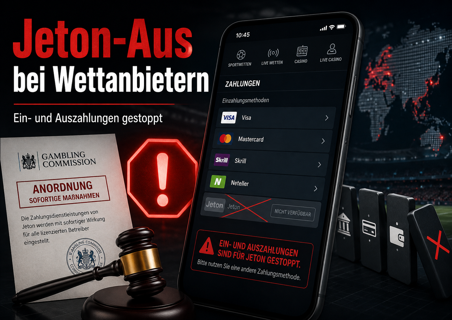 Sportwetten ohne OASIS nicht mehr mit Jetonbank möglich
